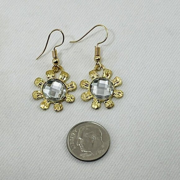 Rose Flower Necklace Earrings Matching Set Statement Gold Tone Chunky Retro Big - Picture 9 of 12